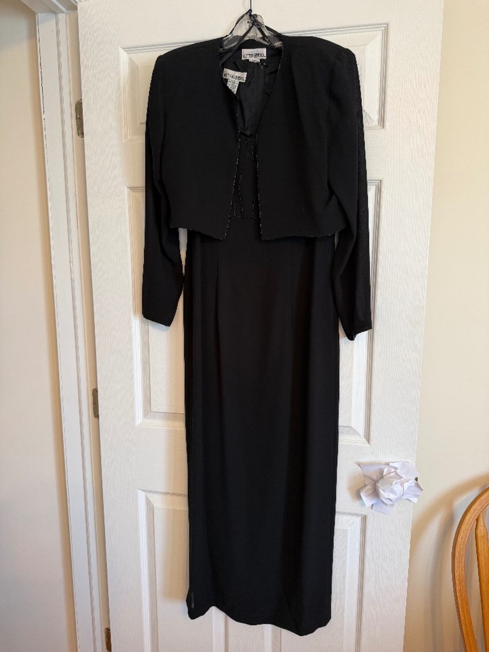 AFTERDARK BLACK EVENING LONG DRESS WITH JACKET SET, SIZE 6